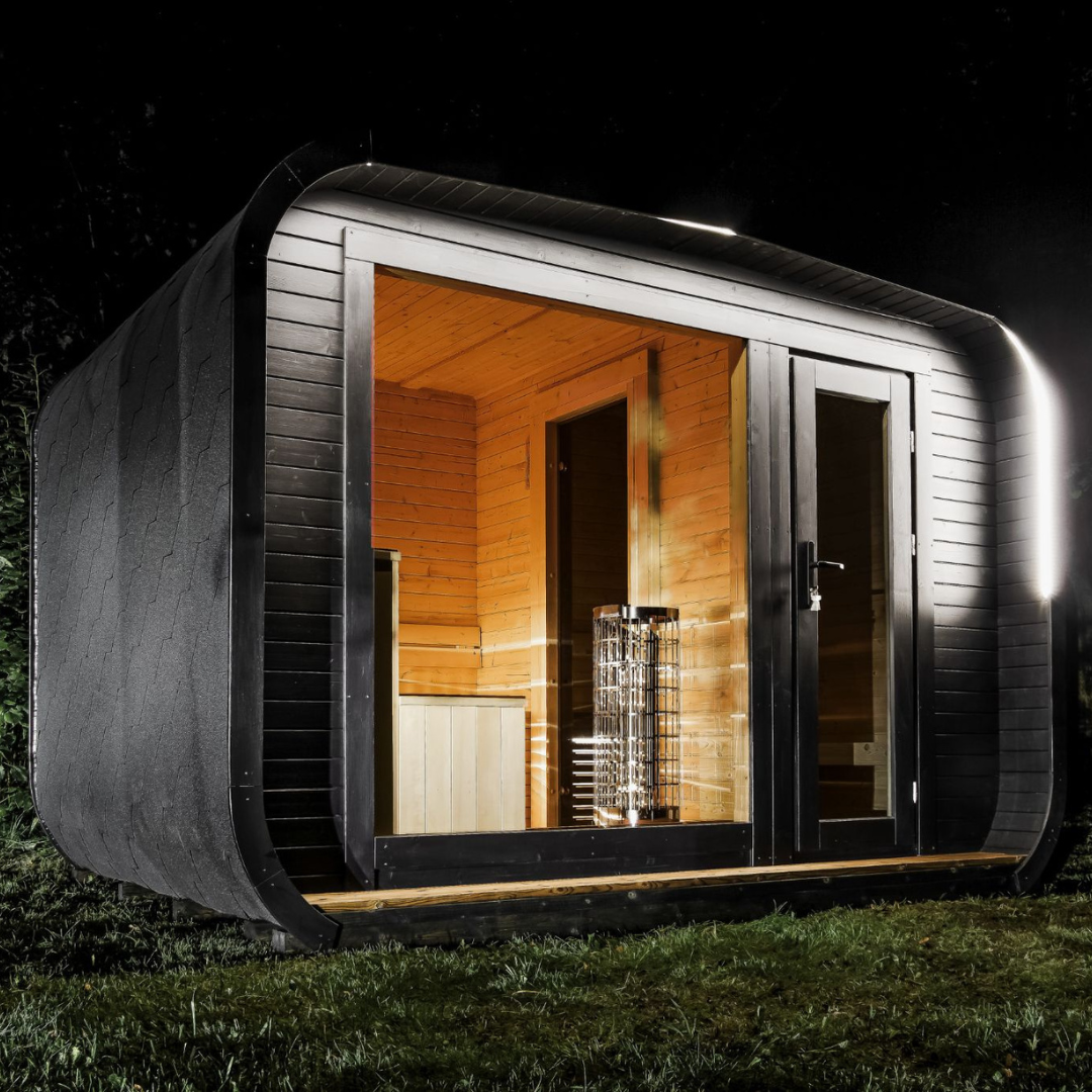 LED lighting outside the sauna