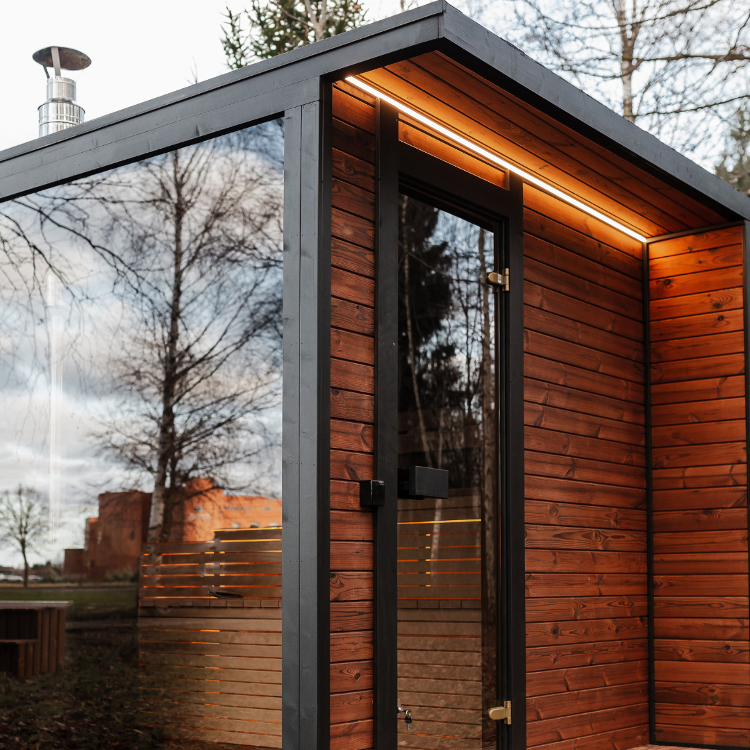LED lighting outside the sauna