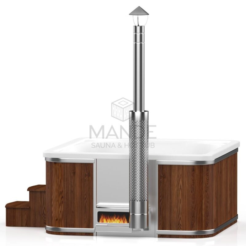 Acrylic square hot tub (integrated heater Horizon) 220×220 – Spruce wood