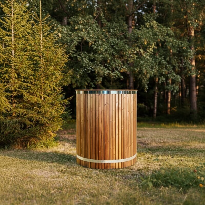 Stainless steel Single-person cold water tub – Triple thermo wood